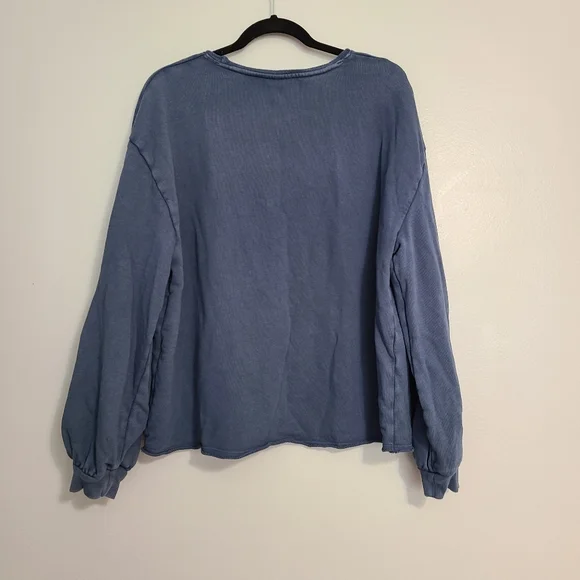Universal Thread Women's Puff Sleeve Pullover Blue Casual Minimal Sweatshirt XL - Picture 5 of 5